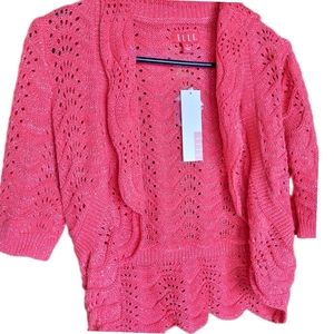 NWT Sparkly ELLE Coral Knit Sweater, Festive, Women's Size Medium